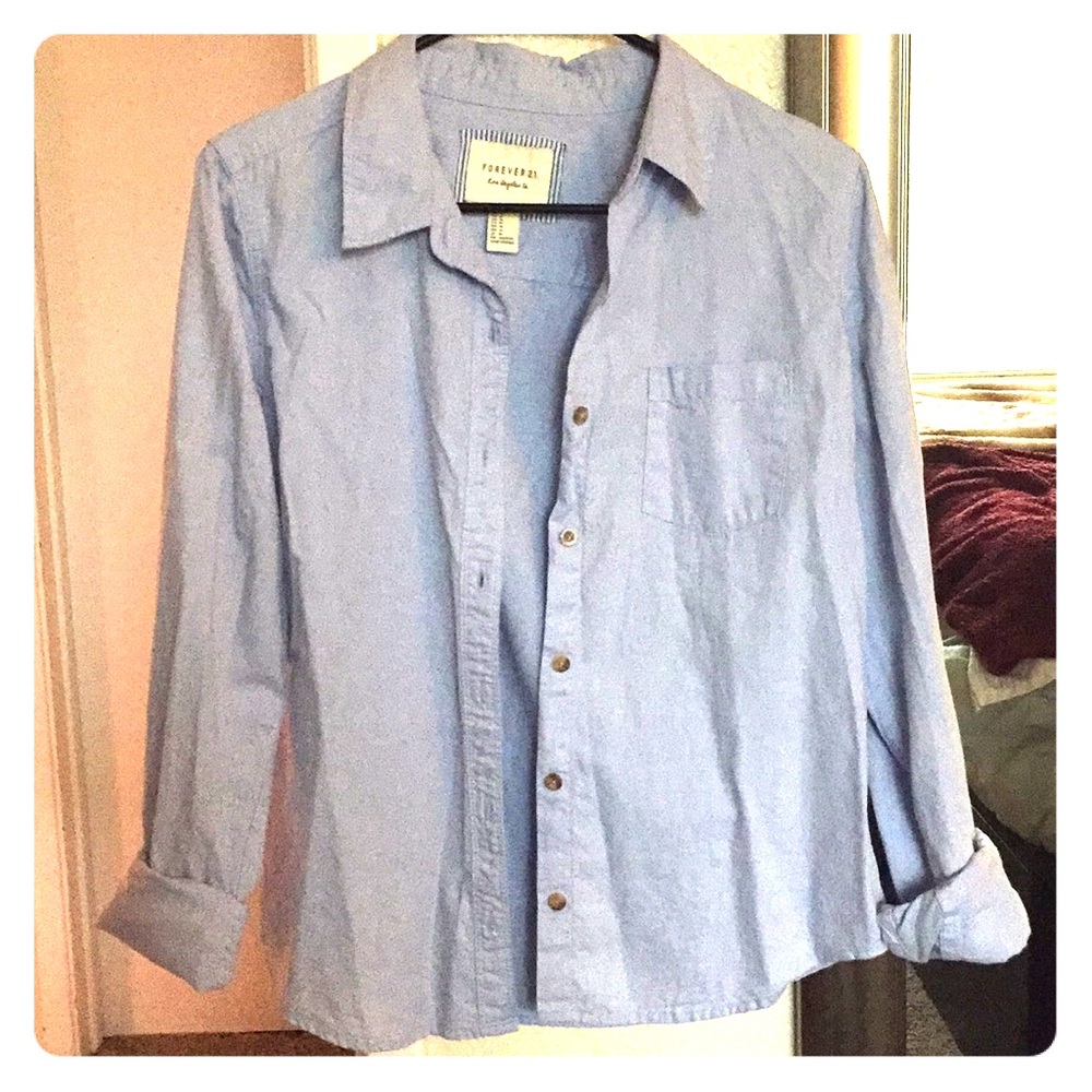 Baby blue button down flannel